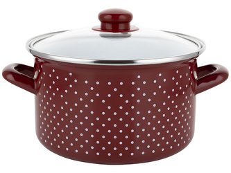 SMALTOVANÝ HRNEC RETRO ČERVENÝ 20 CM