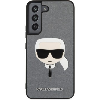 Karl Lagerfeld PU Saffiano Karl Head Zadní Kryt Samsung Galaxy S22 stříbrný