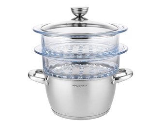 NEREZOVÝ PARNÝ HRNIEC STIMA S 2 SKLIENKA SIETA 20CM 4KS