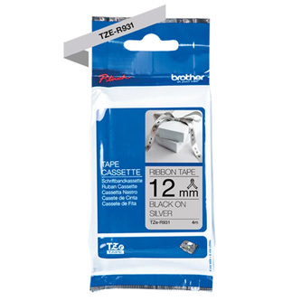 Brother originální páska do tiskárny štítků, Brother, TZE-R931, černý tisk/stříbrný podklad, nelaminovaná, 4m, 12mm