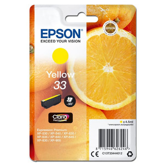 Epson originální ink C13T33444012, T33, yellow, 4, 5ml, Epson Expression Home a Premium XP-530, 630, 635, 830