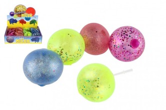 Míček antistresový mačkací sliz 8cm s glitry 4 barvy  12ks v boxu