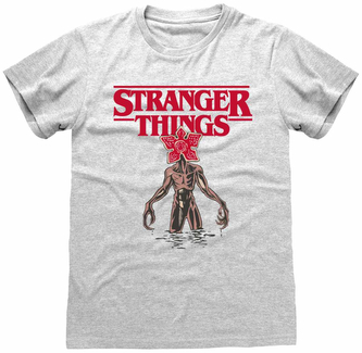 Pánské tričko Netflix|Stranger Things: Logo Demogorgon (M) šedá bavlna
