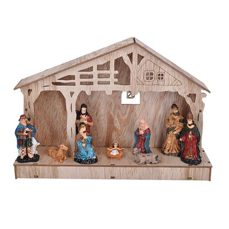 Dekorace vánoční SOLIGHT 1V259 dřevěný betlém