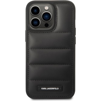 Karl Lagerfeld Quilted Puffy Metal Logo kryt iPhone 14 Pro černý
