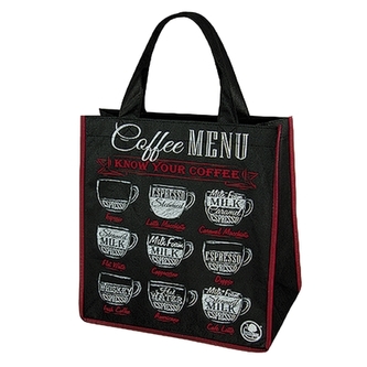 Taška nákupní textilní 34x36x22cm černá  COFFE