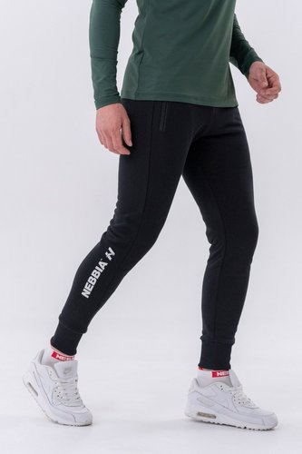 Pánské tepláky Slim Re-gain Black - NEBBIA - Velikost: L