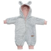 Luxusní dětský zimní overal New Baby Teddy bear šedo růžový - velikost 74 (6-9m)