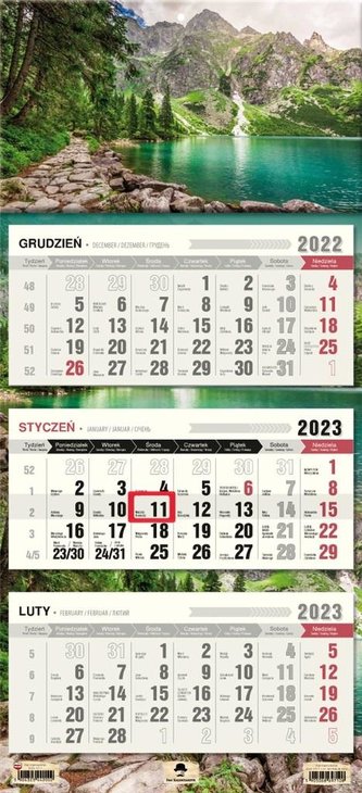 Kalendarz 2023 trójdzielny płaska główka Morskie..