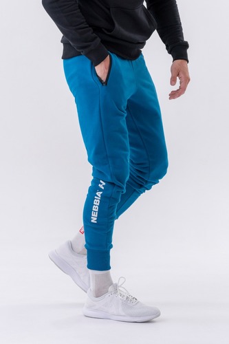 Pánské tepláky Slim Re-gain Blue - NEBBIA - Velikost: L