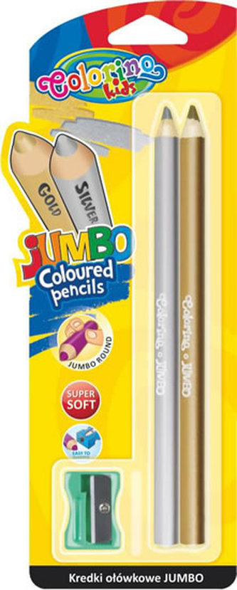 Pastelky okrúhle JUMBO s strúhadlom - zlatá a strieborná