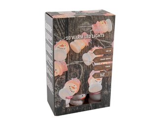 LED ŘETĚZ VÁNOČNÍ SNĚHULÁK 1,1 M S ČASOVAČEM