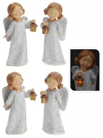 Anděl s LED lucernou velký