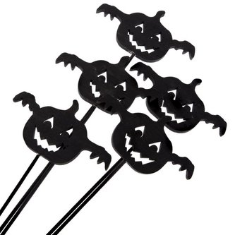 Dřevěný zápich - dýně - černá - sada 5ks, 0/48