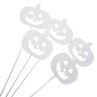 Dřevěný zápich - dýně - bílá - sada 5ks, 0/48