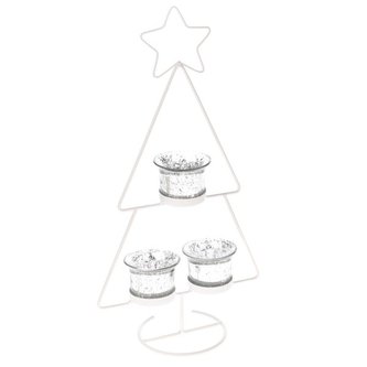 Kovový svícen - stromek - bílý, 0/6