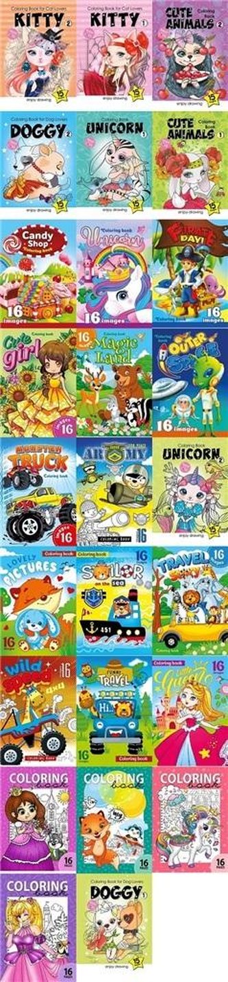 Kolorowanka A4 16 obrazków mix