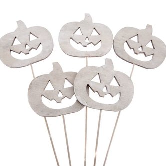 Dřevěný zápich - dýně - šedá - sada 5ks, 0/48