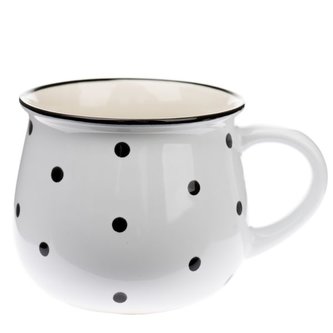 Keramický hrnek (770 ml) - bílý s černými puntíky, 6/24