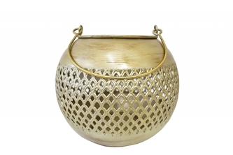 Kovový svícen Gaston zlatý 17x20 cm