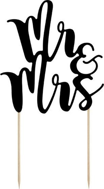 PartyDeco zapichovací dekorace na dort černá Mr&Mrs;