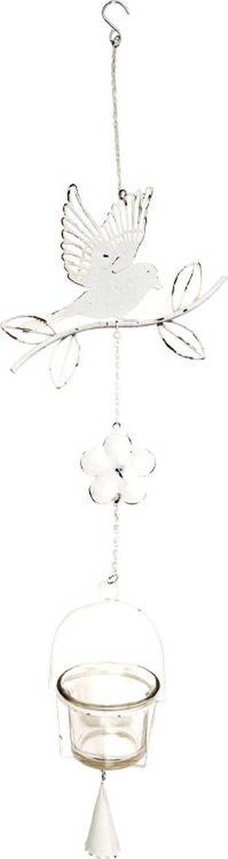 Svicen s ptáčkem, kovová dekorace na pověšení ZA8650 Art