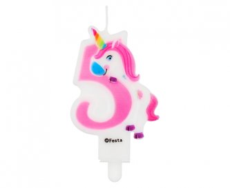 Svíčky na dort číslice 5 unicorn 7,8cm - Godan