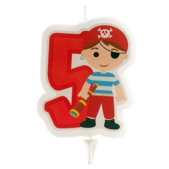 Svíčka na dort číslice pět pirát 7cm - Dekora