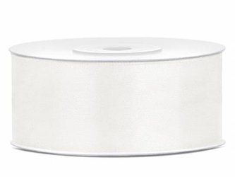 Saténová světle krémová stuha 25mm/25m - PartyDeco