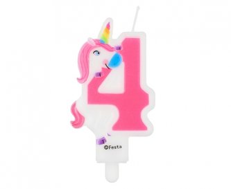 Svíčky na dort číslice 4 unicorn 7,8cm - Godan