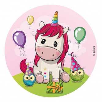 Jedlý papier na tortu narodeniny Unicorn 20cm - Dekora