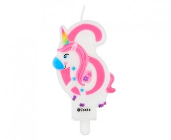 Svíčky na dort číslice 6 unicorn 7,8cm - Godan