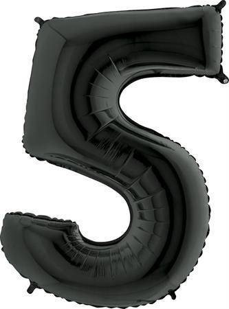 Nafukovací balónik číslo 5 čierny 102cm extra veľký - Grabo