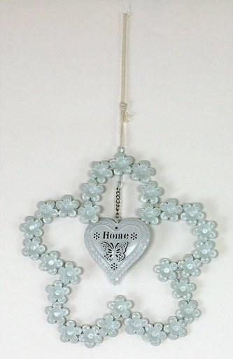 Kytička se srdíčkem, kovová dekorace na zavěšení KLA336 Art