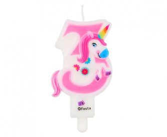 Svíčky na dort číslice 3 unicorn 7,8cm - Godan