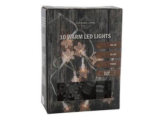 LED ŘETĚZ SNĚHOVÉ VLOČKY 10 LED, 20/10 CM, 2XAA