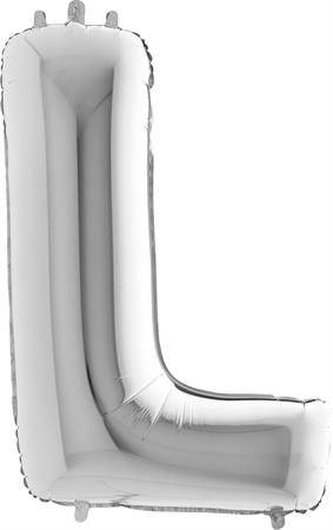 Nafukovací balónek písmeno L stříbrné 102 cm - Grabo