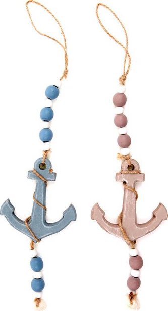 Girlanda dřevěná dekorace, tvar kotva mx barev KLA405 Art