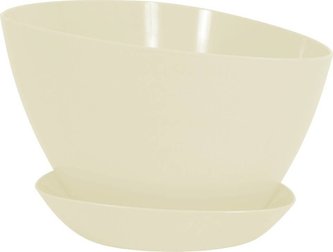 Obal na květiny s podtáckem plastový - barva krémová PLP005-23 CREAM Art