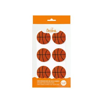 Cukrové zdobenie na tortu basketbalová lopta 4,5cm 6ks - Decora