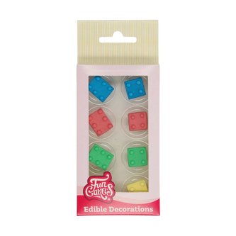 Cukrové zdobenie 8ks lego kocky farebné - FunCakes