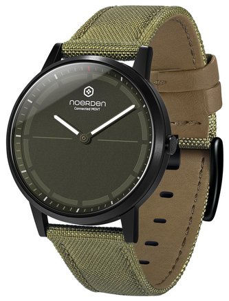 NOERDEN chytré hybridné hodinky MATE2+ Khaki/ dotykové zafírové sklíčko/ 5 ATM/ výdrž až 6 mesiacov/ khaki/ SK app