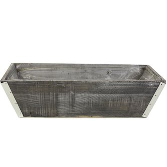 Květináč - obal hranatý dřevěný 40x17x12 cm šedý