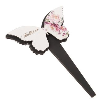 Dřevěný zápich motýl - růže, "Babičce", 0/50