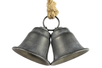 Kovové duo zvonky Graham šedé 7,5x15x22,5 cm
