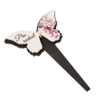 Dřevěný zápich motýl - růže, "Pro radost", 0/50