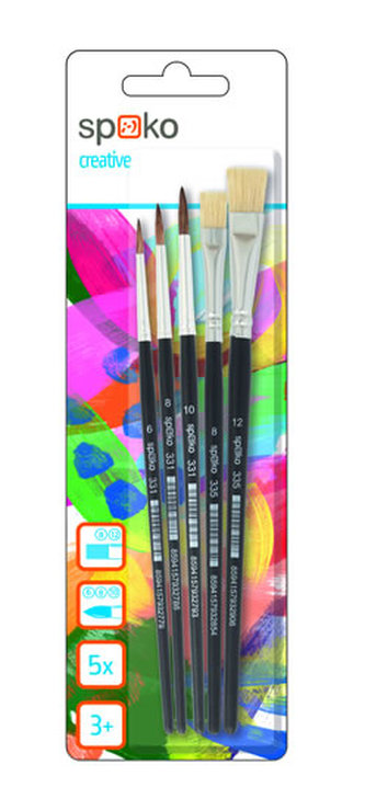 Sada školních štětců, mix druhů a velikostí- 5 ks