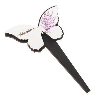 Dřevěný zápich motýl - levandule, "Mamince", 0/50