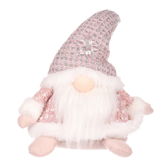 Skřítek látkový se svítící LED hvězdou. Růžová barva.