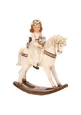Holčička na houpacím koni, polyresinová dekorace.